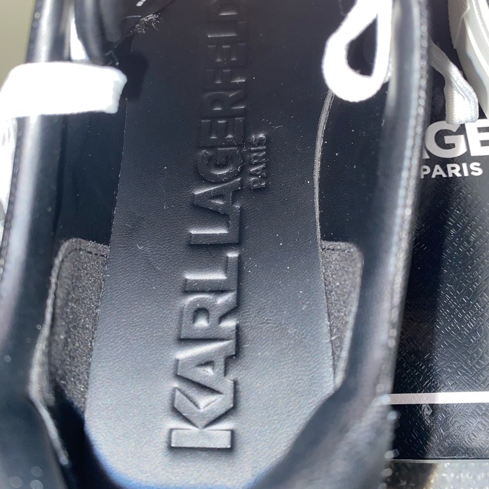 Karl Lagerfeld Black & White Platform Cate Pins Sneakers, Size 7.5 - Picture 9 of 14